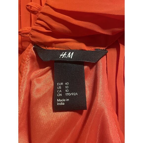 H&M Women's Size 10 Sleeveless Red Halter Top Snap Pleated Tank Racerback - Picture 4 of 4